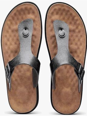 Men's Brown Footbed Flip-Flops with Black Straps